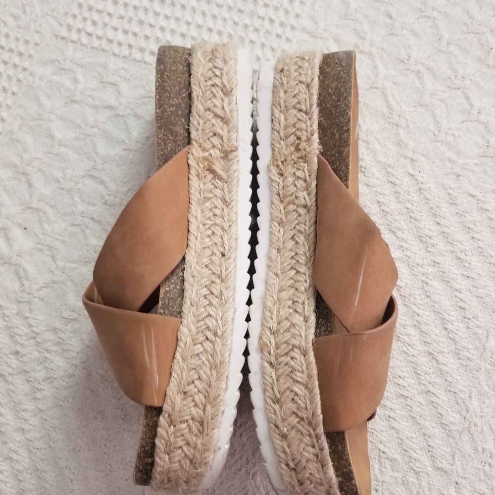 Soda Tan Crossband Platform Sandals - Picture 6 of 8